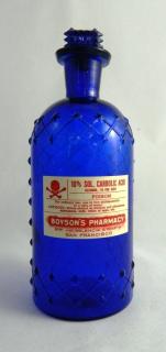 Appraisal: Cobalt poison bottle Poison- round cobalt lattice and diamond enbossing