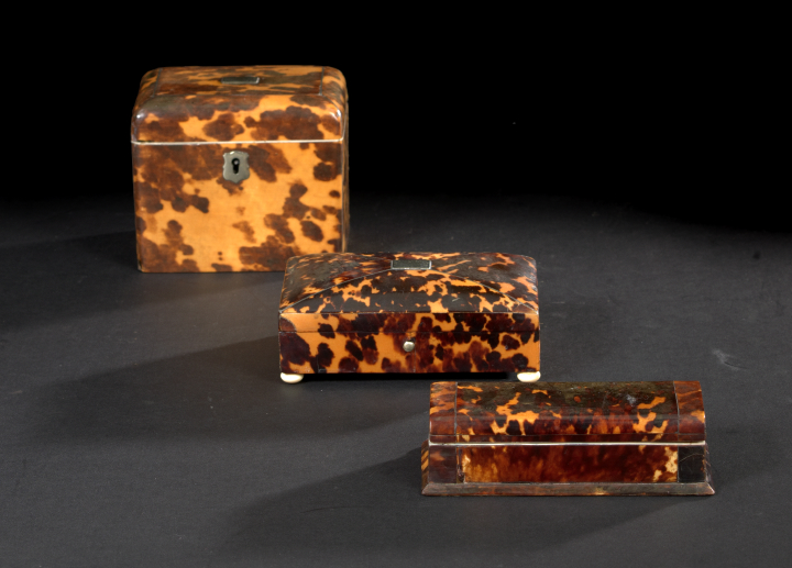 Appraisal: English Silver-Mounted Tortoiseshell Desk Box th century of rectangular form