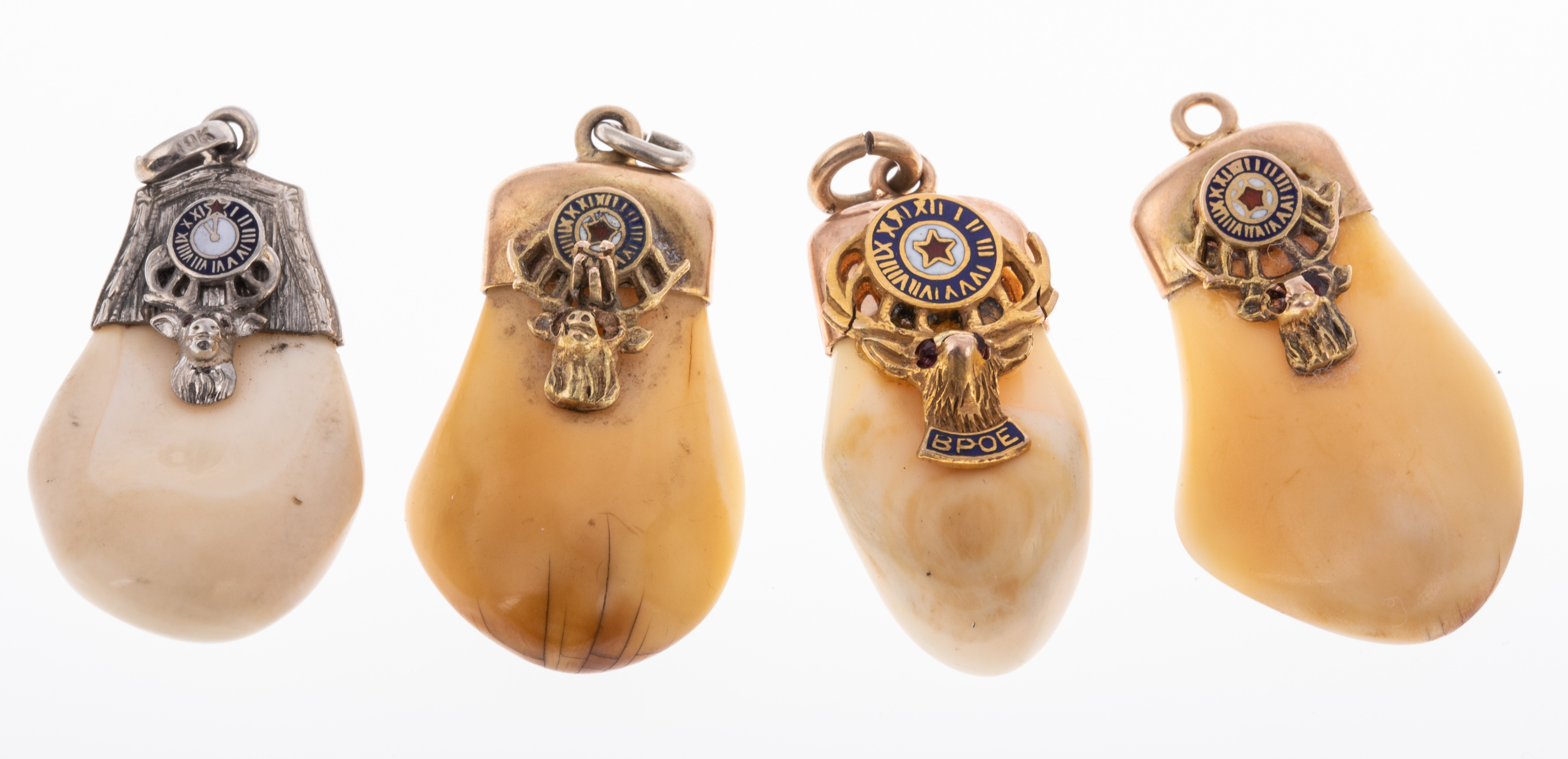 Appraisal: ELKS TOOTH PENDANTS B P O E Four total one