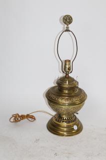 Appraisal: Bradley Hubbard brass converted oil lamp Bradley Hubbard brass converted