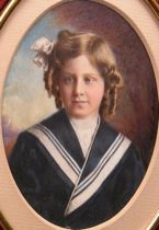 Appraisal: Portrait Painting on Ivory of a Girl ca A sweet