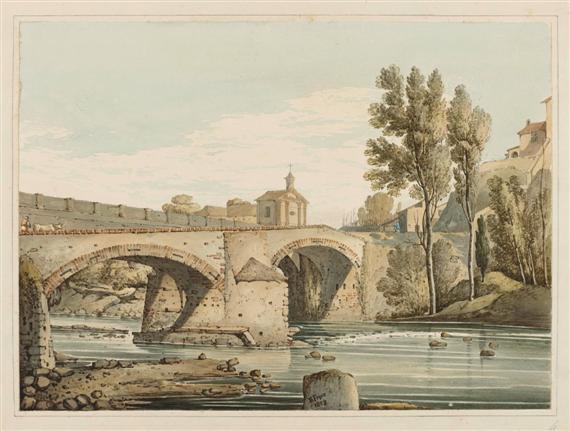 Appraisal: FRYER EDWARD before London after Italian village with bridge over