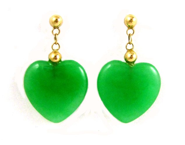 Appraisal: PAIR OF JADE AND FOURTEEN KARAT GOLD EARRINGS each with