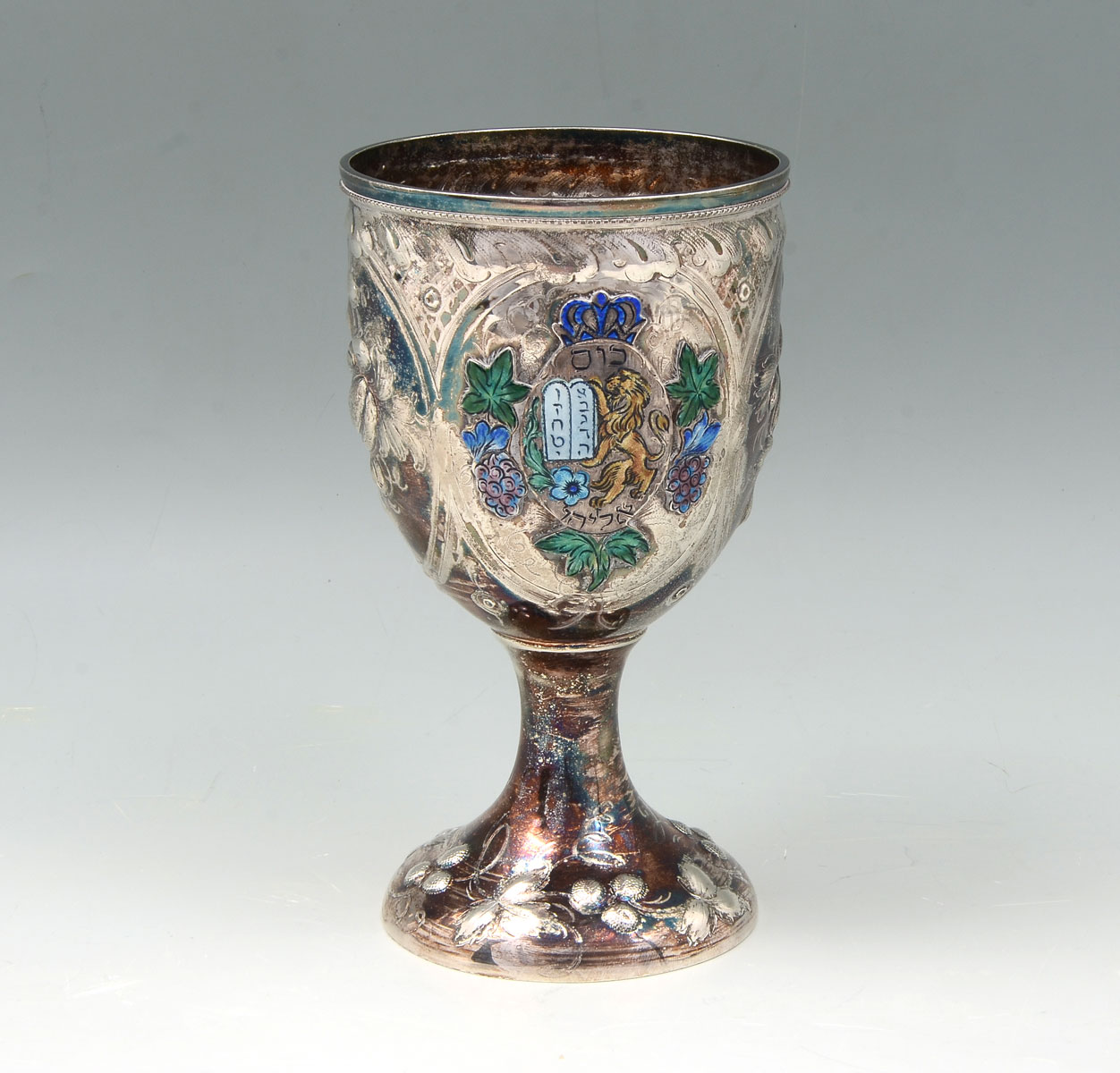 Appraisal: AUSTRIAN JUDAIC CEREMONIAL ENAMELED SILVER CHALICE Approx Troy ounces Silver