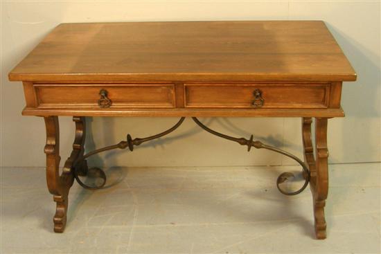 Appraisal: th century French oak side table with two frieze drawers