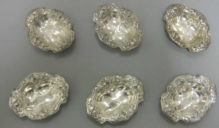 Appraisal: WM B KERR NEWARK NJ Six sterling silver nut dishes