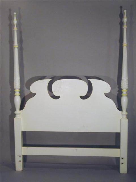 Appraisal: DOROTHY DRAPER STYLE YELLOW WHITE BED The white painted full