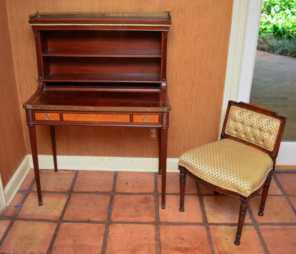 Appraisal: SHERATON STYLE LADIES DESK AND CHAIR Late th century sheraton