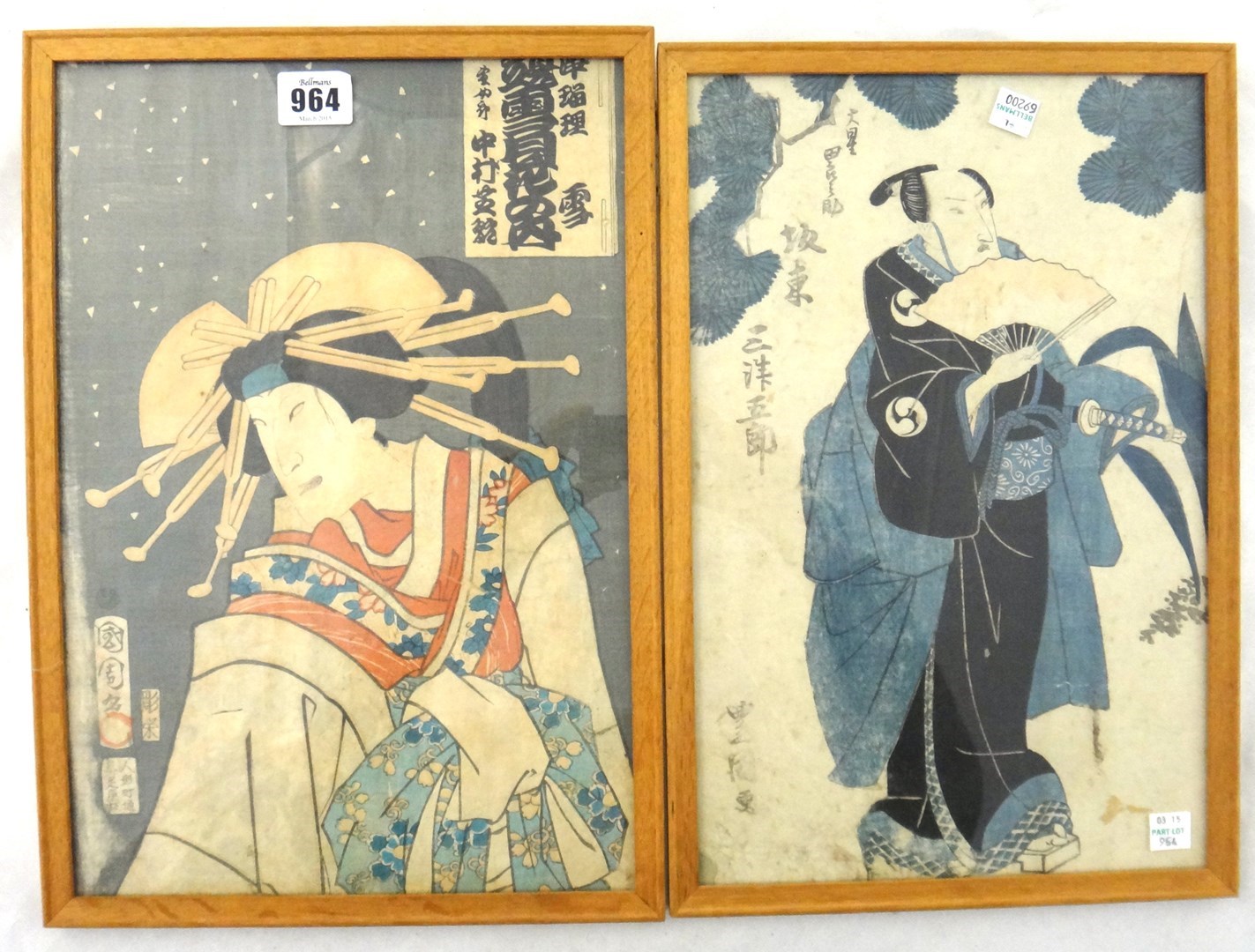 Appraisal: A group of twelve Japanese woodblock prints th century figure