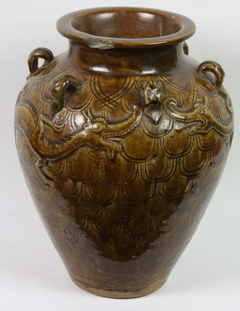 Appraisal: - Brown Glazed Jar Brown Glazed Jar China Liao Dynasty