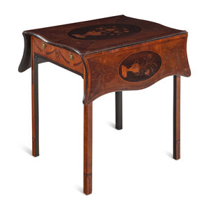 Appraisal: A George III Mahogany and Marquetry Pembroke Table in the