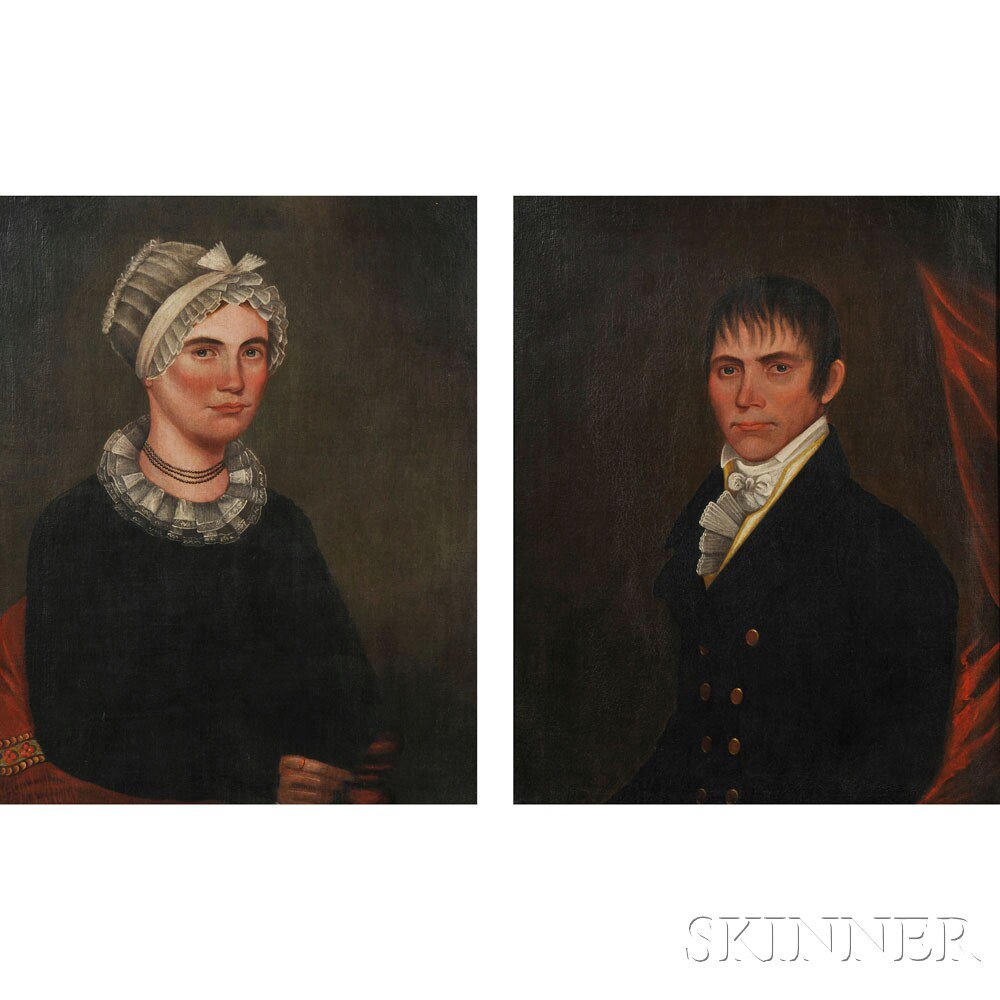 Appraisal: American School th Century Pair of Portraits of Mr Daniel