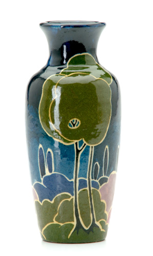 Appraisal: CHILCOTE Exceptionally rare bottle-shaped vase with a stylized landscape in