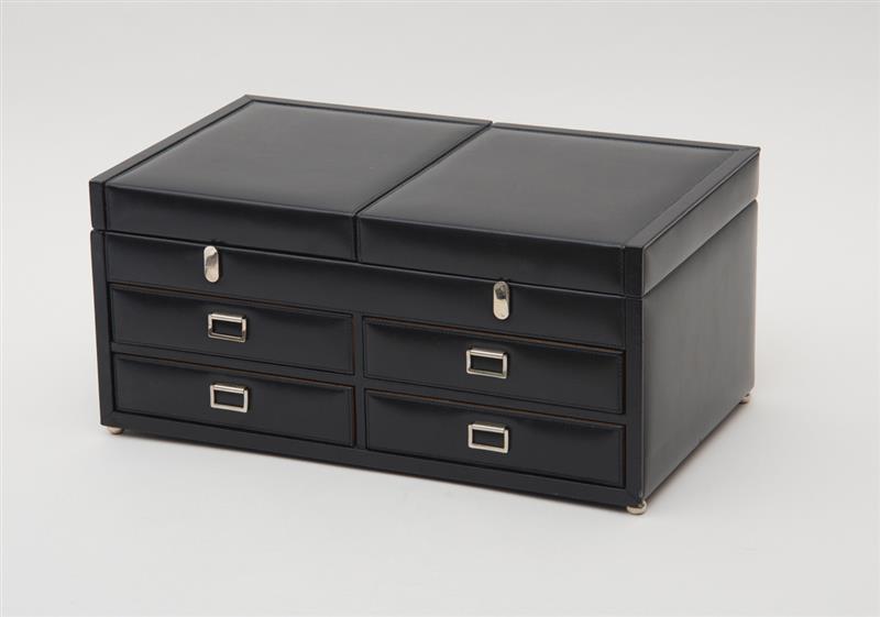 Appraisal: T ANTHONY LEATHER JEWELRY BOX With drawers x x in