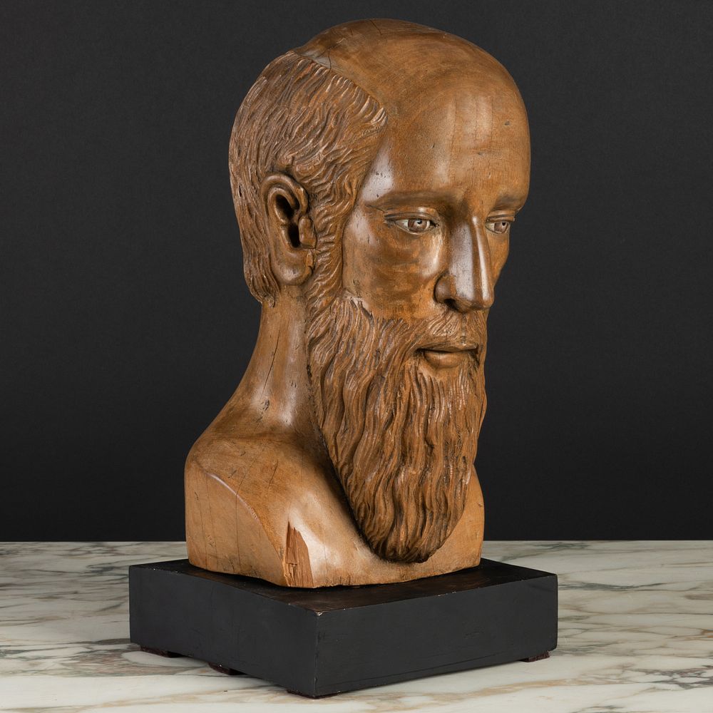 Appraisal: Spanish Bust of a Bearded Man Possibly Depicting St Augustine