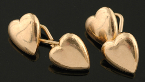 Appraisal: A pair of antique heart shaped cufflinks Hallmarked ct gold