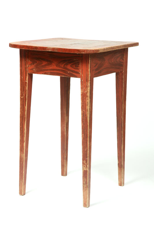 Appraisal: DECORATED STAND Attributed to Camden Maine - pine Tapered legs