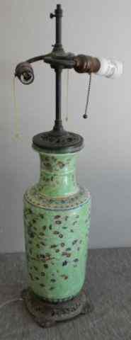 Appraisal: Chinese Enamel Decorated Vase with Bronze Mounts From a Glendale