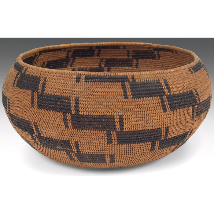 Appraisal: Pima basket attribution polychrome geometric design ''dia x ''h