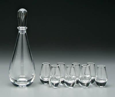 Appraisal: Steuben decanter and cordial set teardrop form decanter marked quot