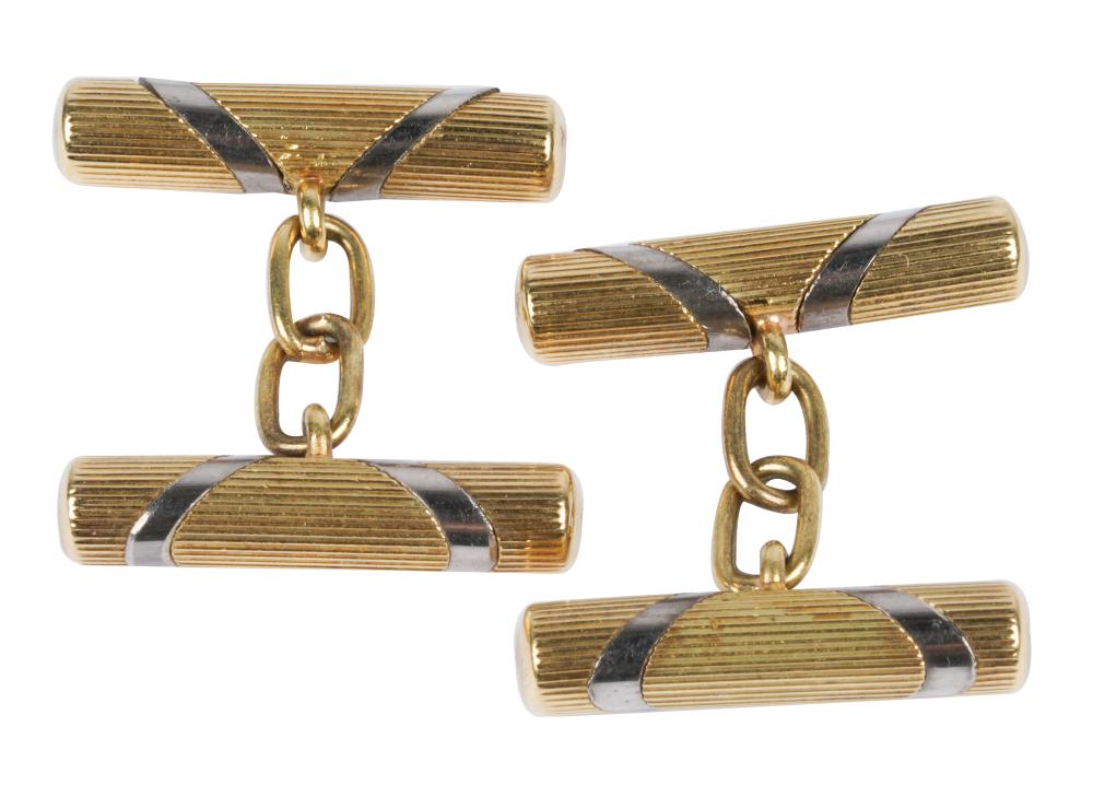 Appraisal: PAIR OF TIFFANY CO KARAT YELLOW GOLD CUFFLINKSeach stamped 'T