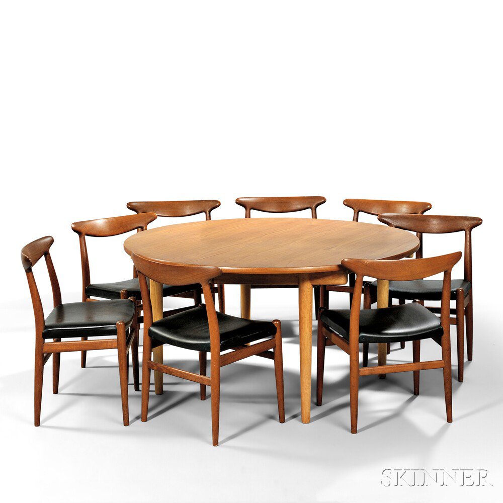 Appraisal: Hans Wegner - Dining Table and Eight Chairs Teak oak