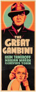 Appraisal: The Great Gambini Paramount Insert x Striking color silkscreen poster