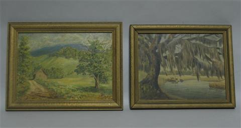 Appraisal: HOWARD DUMBELL AMERICAN - TWO PAINTINGS Oil on canvas board