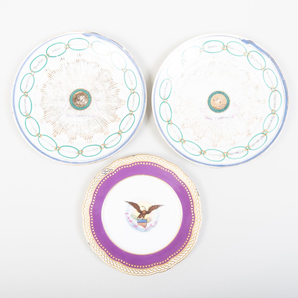 Appraisal: Pair of French Replica Martha Washington 'States' Plates and an