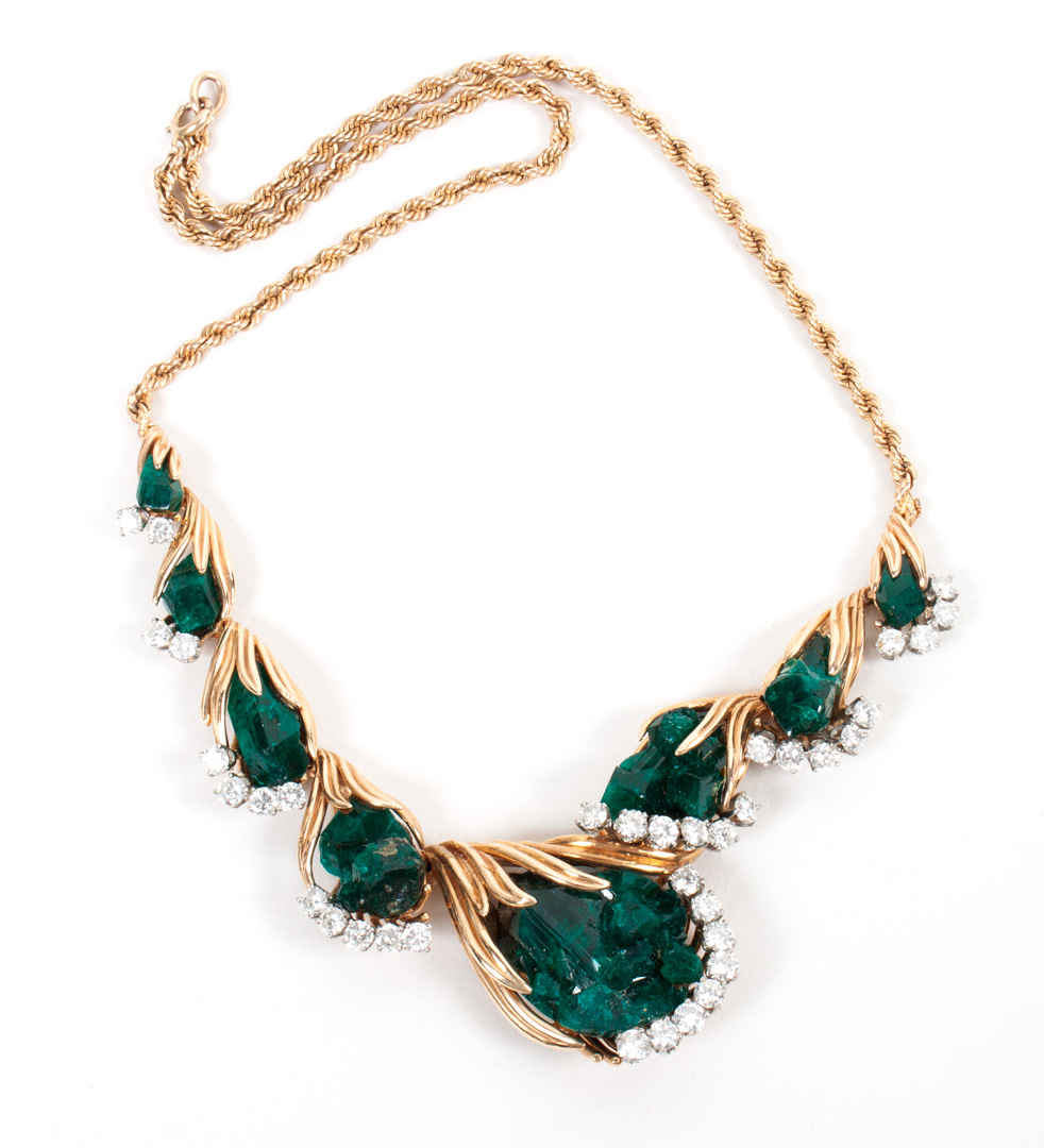 Appraisal: K gold diamond green beryl necklace with diamonds about carats