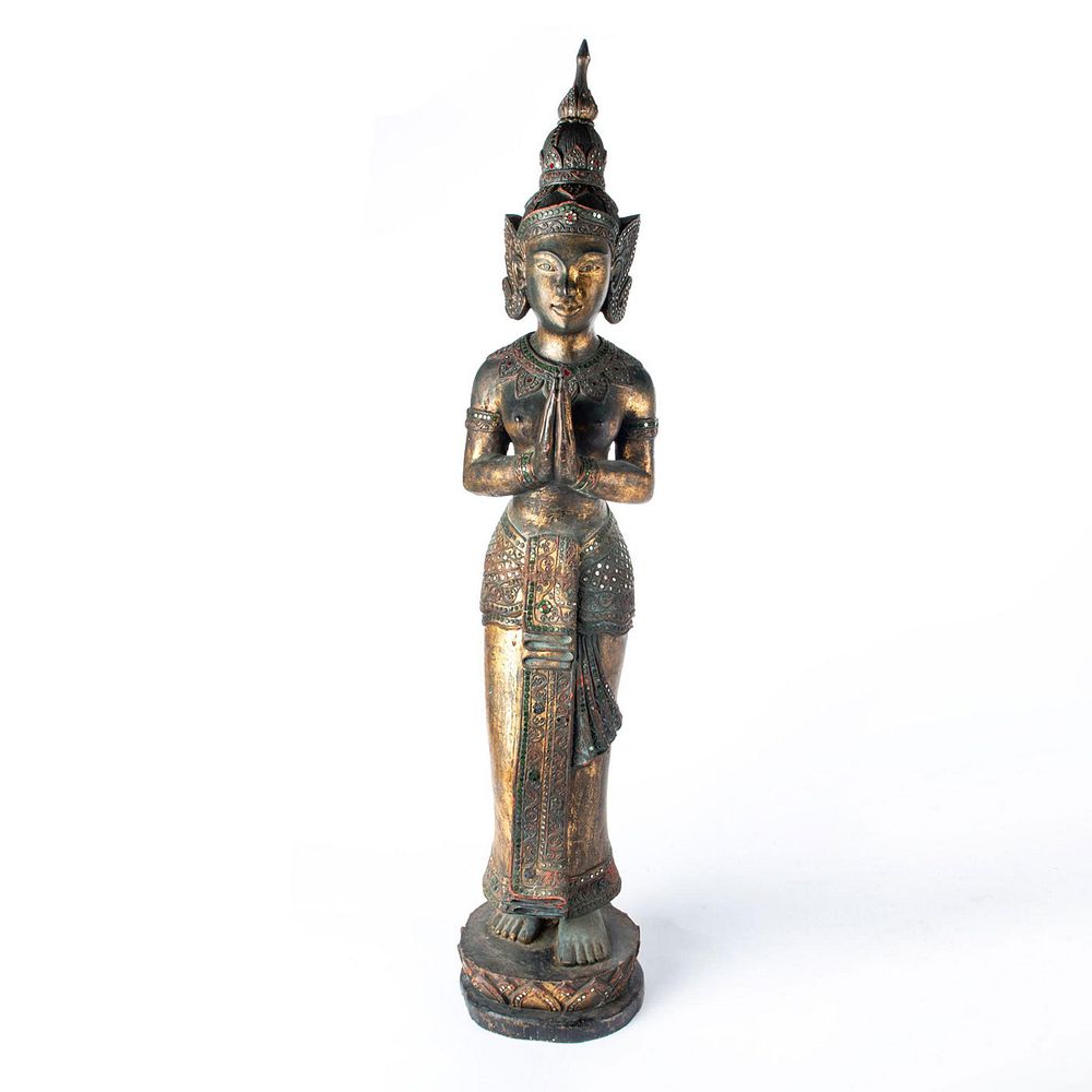 Appraisal: TALL HINDU ASIAN WOODEN STATUE OF WOMAN GODDESS Hand carved