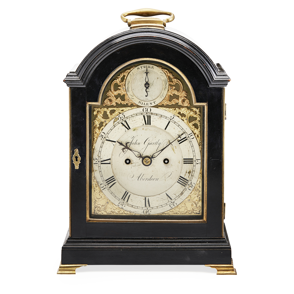 Appraisal: SCOTTISH GEORGE III EBONISED BRACKET CLOCK JOHN GARTLY ABERDEEN TH