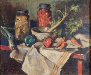 Appraisal: Sandor Vago oil Sandor Vago American - - ''Still-Life of