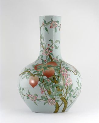 Appraisal: A large Chinese famille rose bottle vase painted with fruiting