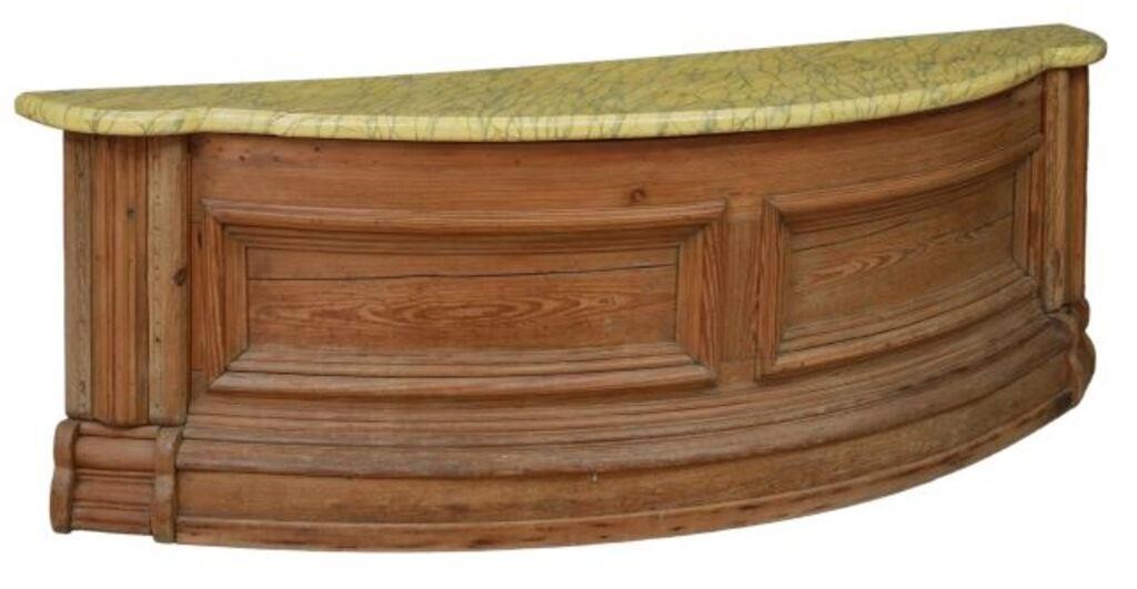 Appraisal: Church altar table Mexico faux marble painted top pine bowfront