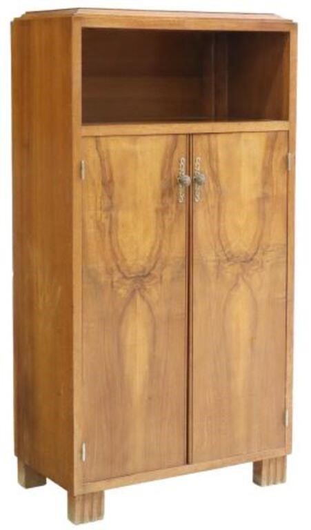 Appraisal: Italian Art Deco walnut console cabinet c s open niche