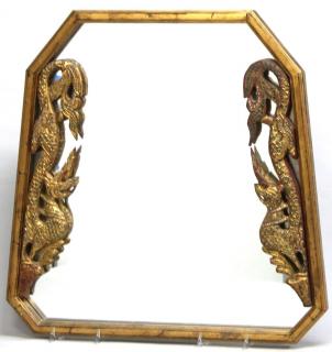 Appraisal: Thai Rectangular Octagon Naga Mirror Each inner side of the