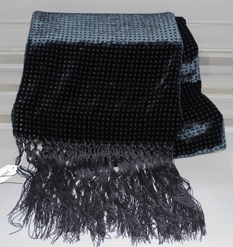 Appraisal: Giorgio Armani black dotted rayon silk velvet scarf with fringe