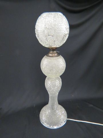 Appraisal: Cut Crystal Lamp elaborate overall cut work oil converetd to