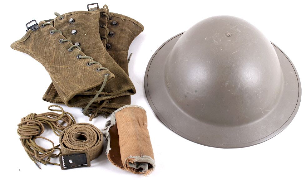 Appraisal: WWI USMC M Helmet and Other Assorted Gear Featured in