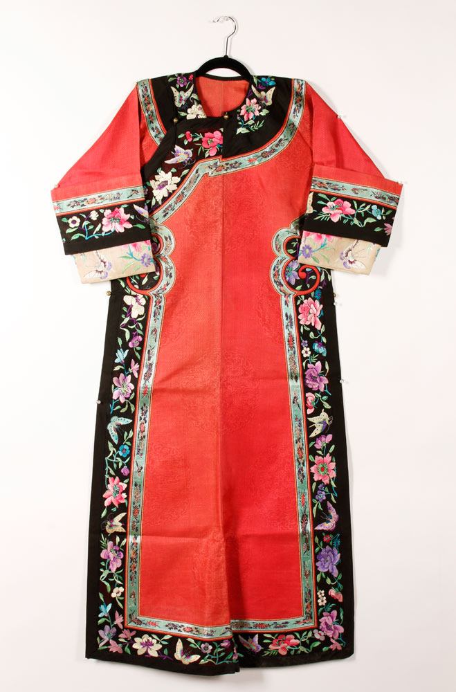 Appraisal: - Chinese Embroidered Silk Robe Chinese summer robe embroidered gauze