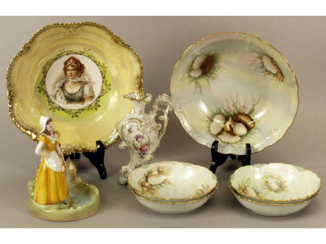 Appraisal: Collection of porcelain and china includes piece hand painted bowl