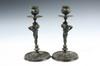 Appraisal: CANDLE STICKS - Pair of late th c figural bronze