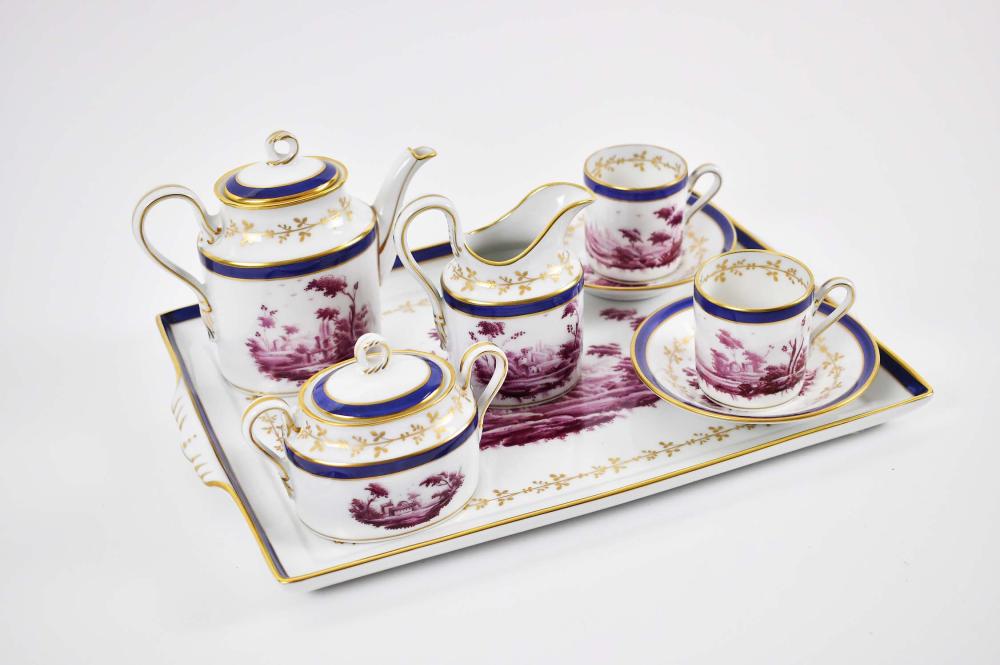 Appraisal: GINORI PORCELAIN TETE-DE-TETE TEA SERVICEItalian Modern Marked on the underside