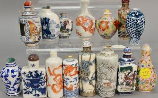 Appraisal: Collection of fifteen porcelain snuff bottles to include five blue