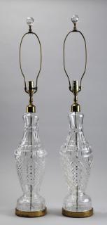 Appraisal: Waterford crystal Lismore lamps h Pair of Waterford crystal table