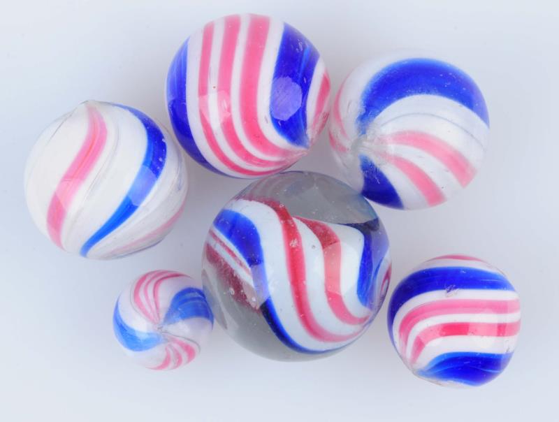 Appraisal: Lot Of Peppermint Swirl Marbles Lot has five peppermint swirls