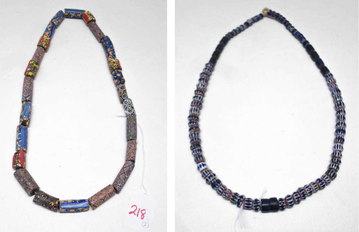 Appraisal: TWO STRANDS OF NATIVE AMERICAN TRADE BEADS the first with