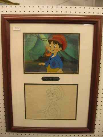 Appraisal: Disney Animation Cell Pinnochio''with an original drawing each approx ''