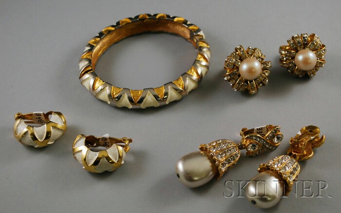 Appraisal: Group of Kenneth Jay Lane Jewelry a gilded metal and